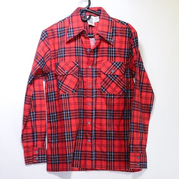 VINTAGE 1970's Kennington California red cotton flannel LIKE NEW! - Picture 1 of 4